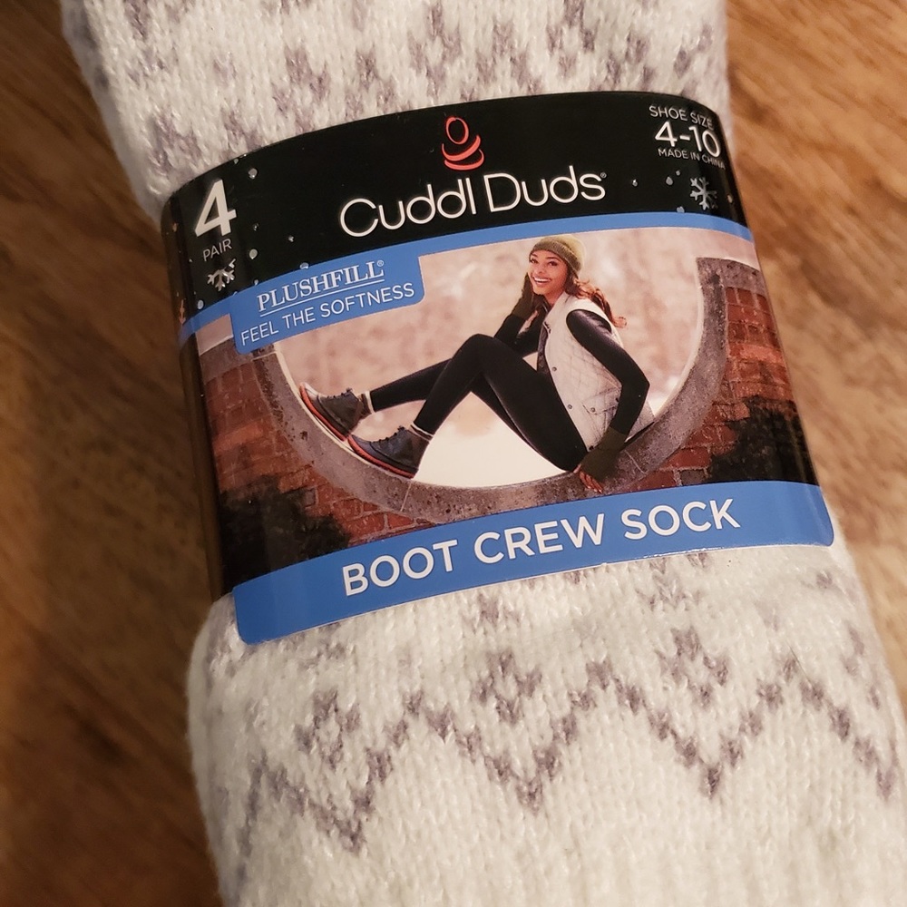 Cuddl Duds Boot Crew Socks, 4 Pair, NWT - Picture 5 of 5